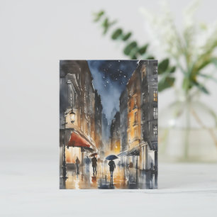 Carte Postale L'aquarelle de la ville pluvieuse