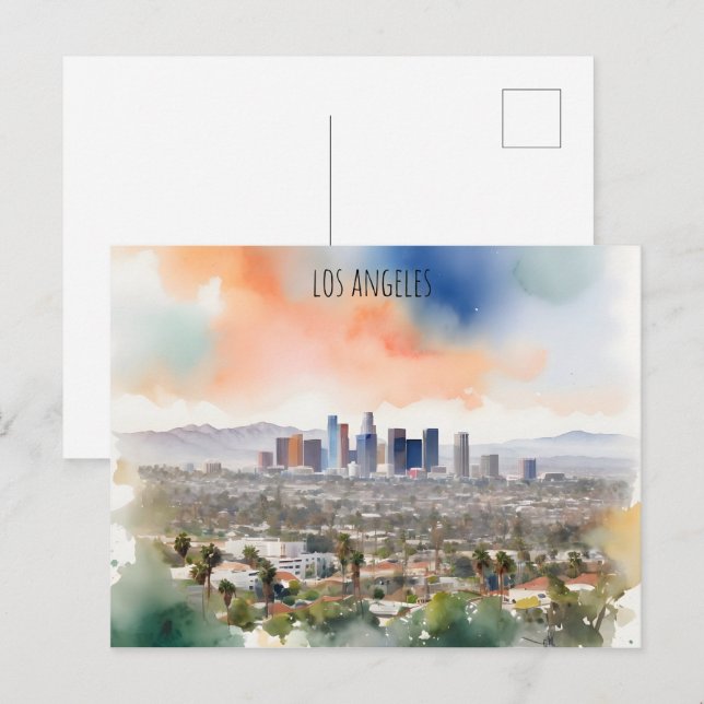 Carte Postale L'aquarelle de Los Angeles (Devant / Derrière)