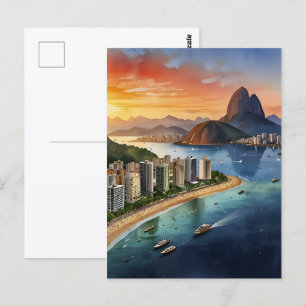 Carte Postale L'aquarelle de Rio de Janeiro