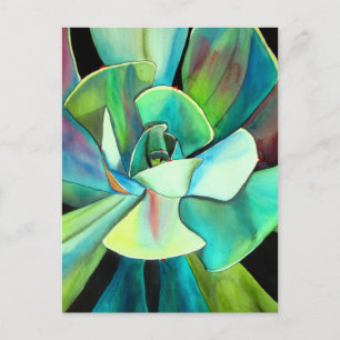 Carte Postale L'aquarelle du désert bleu et vert Succulent