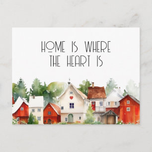 Carte Postale L'aquarelle Maison est là où est le cœur Immobilie