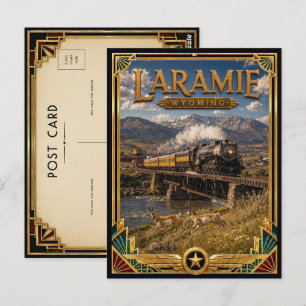 Carte Postale Laramie Wyoming Art Déco vintage Âge d'or