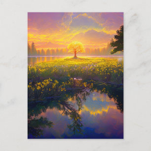 Carte Postale L'arbre embrasser la lumière magique