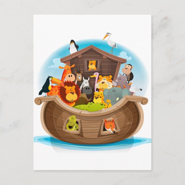 Carte Postale L'Arche de Noé avec des animaux de la jungle (Devant)