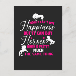 Carte Postale L'argent peut acheter des chevaux rose chaud
