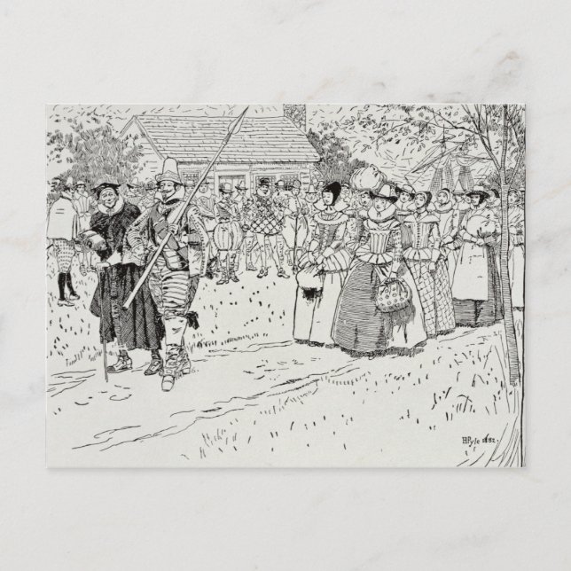 Carte Postale L'arrivée des jeunes femmes à Jamestown (Devant)