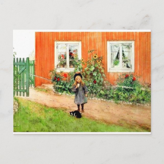 Carte Postale Larsson - Brita avec un chat et un sandwich (Devant)