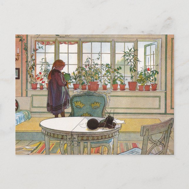 Carte Postale Larsson : Flowers on the Windowsill (Devant)