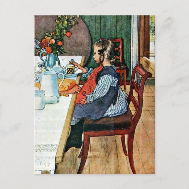 Carte Postale Larsson : Petit-déjeuner d'une dernière Riser (Devant)