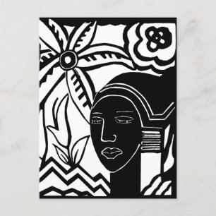 Carte Postale l'art abstrait de l'encre noire des femmes africai