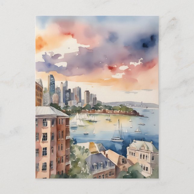 Carte Postale L'art aquarelle de Sydney (Devant)