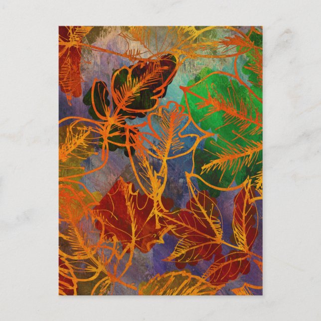 Carte Postale L'Art Automne Laisse Arrière - plan Dans Les Coule (Devant)