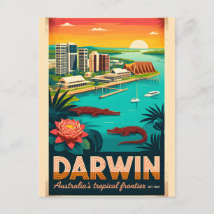 Carte Postale L'art de l'affiche rétro de voyage à Darwin Austra