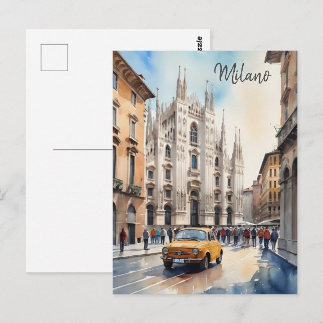Carte Postale L'art de l'aquarelle à Milan (Devant / Derrière)