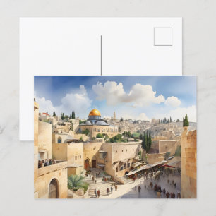 Carte Postale L'art de l'aquarelle Jérusalem Israël