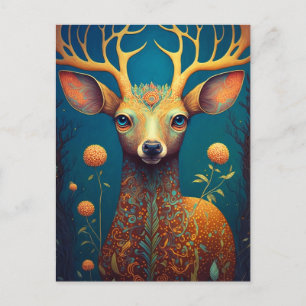Carte Postale L'art de l'Imaginaire de cerfs lunaires