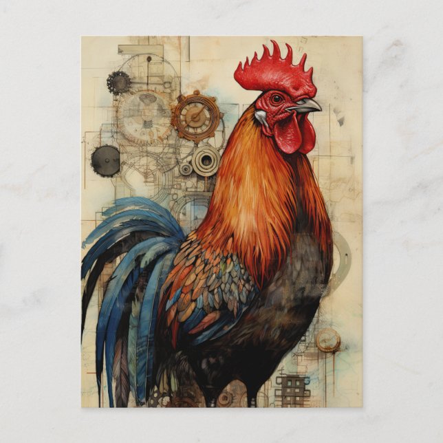 Carte Postale L'art du coq de poulet (Devant)