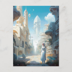 Carte Postale L'art futuriste de science-fiction de la ville