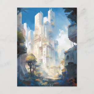 Carte Postale L'art futuriste de science-fiction de la ville