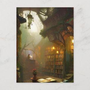 Carte Postale L'art Imaginaire de la librairie magique