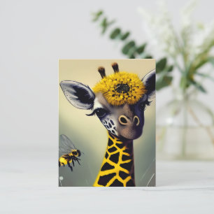 Carte Postale L'Art numérique lunatique de la girafe
