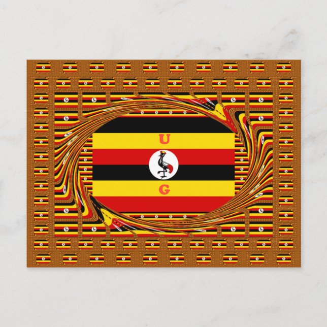 Carte Postale L'Art Vibrant Ouganda Inspiré Du Drapeau (Devant)