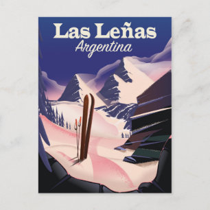 Carte Postale Las Leñas Argentine affiche de voyage en ski