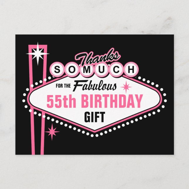 Carte Postale Las Vegas Merci rose (Devant)