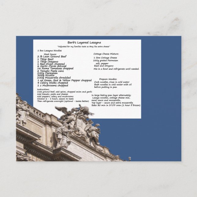 Carte postale Lasagna Rome de Barb (Devant)