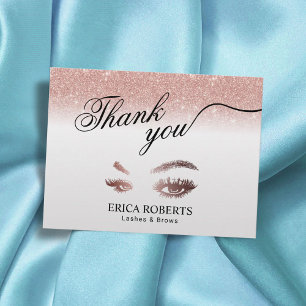 Carte Postale Lashes Bros maquillage Artiste Rose Merci d'or