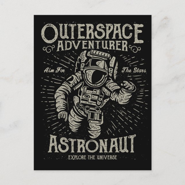Carte Postale L'Astronaut, Aventurier De L'Espace Extérieur, Vis (Devant)