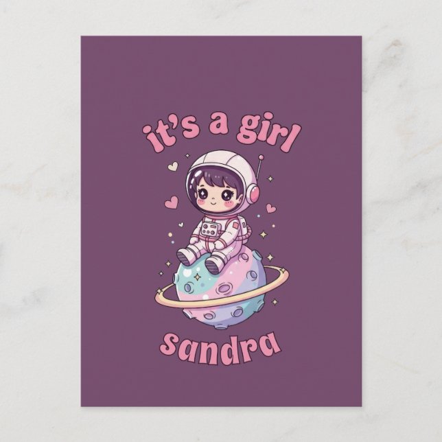 Carte Postale L'astronaute de Kawaii C'est une fille (Devant)