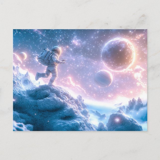 Carte Postale L'astronaute en saut (Devant)