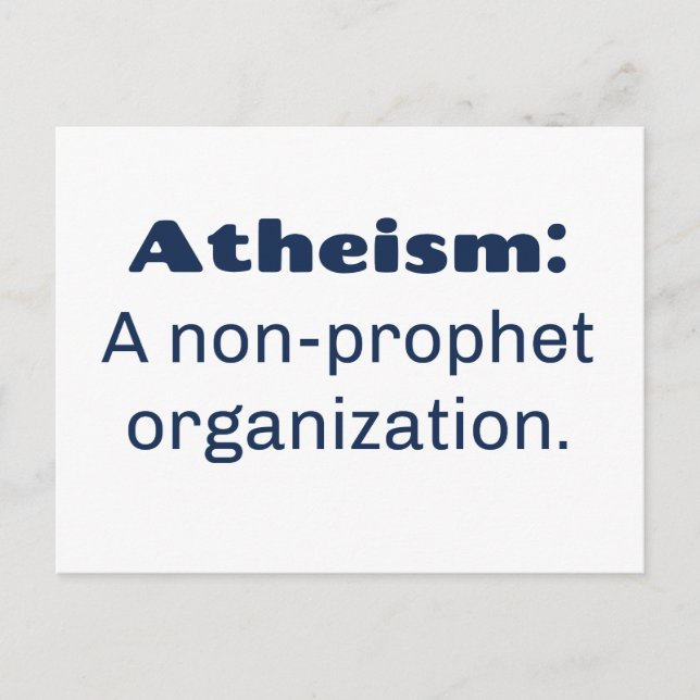 Carte Postale L'athéisme : Une organisation non prophète. Funny  (Devant)
