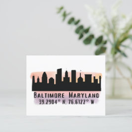 Carte Postale Latitude et longitude de Baltimore Skyline