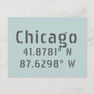 Carte Postale Latitude et Longitude de Chicago