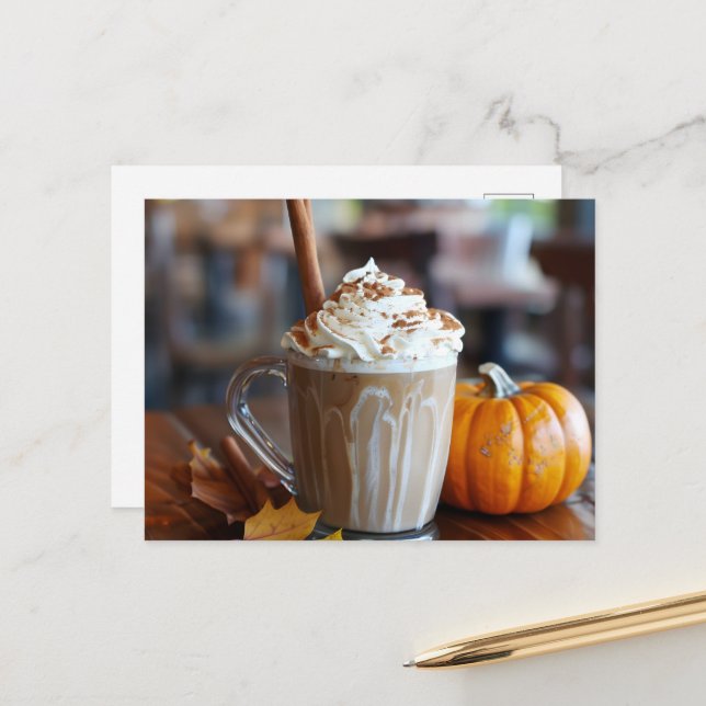 Carte Postale Latte d'épices citrouilles, poste (Devant/Arrière en situation)