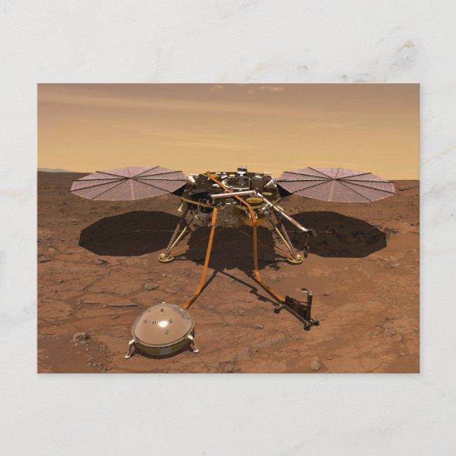 Carte Postale L'atterrisseur Insight opérant à la surface de Mar (Devant)