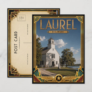 Carte Postale Laurel Delaware Art Déco vintage de l'âge d'or