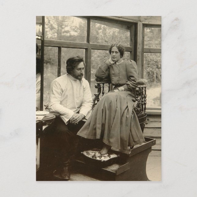 Carte Postale L'auteur Leonid Andreyev avec sa femme (Devant)