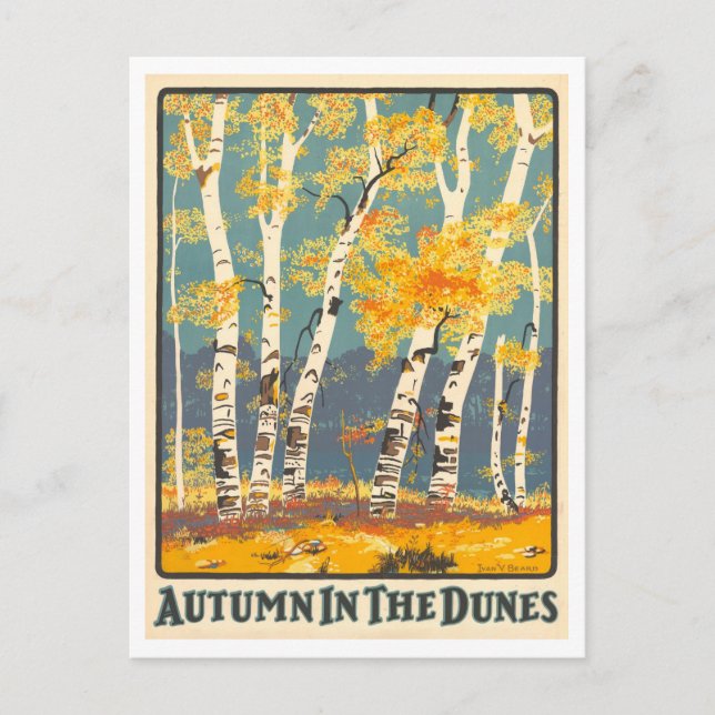 Carte Postale L'automne dans les dunes de l'Indiana Poster Vinta (Devant)