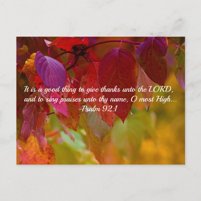 Carte Postale L'automne laisse la Bible chrétienne Verse Psaumes (Devant)