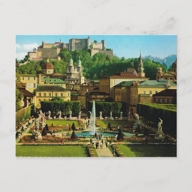 Carte Postale L'Autriche, Salzbourg, le château et les jardins (Devant)