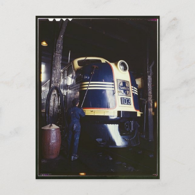 Carte Postale Lavage de locomotives 1939 (Devant)