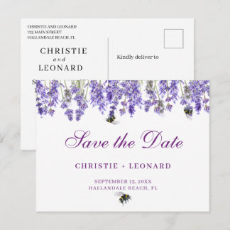 Carte Postale Lavander Simple Elegant Enregistrer la date