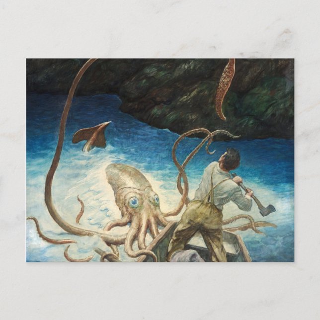 Carte Postale L'Aventure du calmar géant par N. C. Wyeth (Devant)