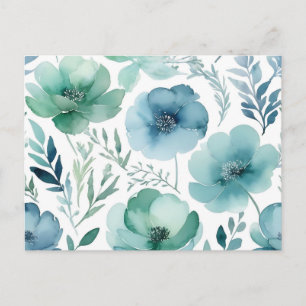 Carte Postale Laves de fleurs à l'aquarelle délicate dans des bl