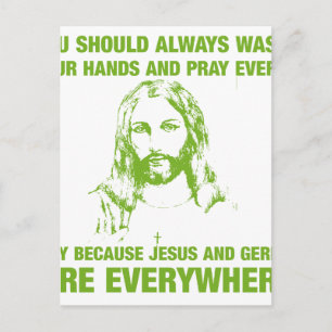 Carte Postale Lavez-Vous Les Mains Et Priez - Jésus Et Germes...