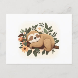 Carte Postale Lazy paresseux dormant sur un dessin animé