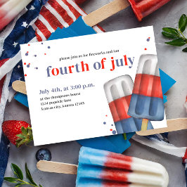 Carte Postale Le 4 Juillet Rouge Blanc et Bleu Popsicle d'été